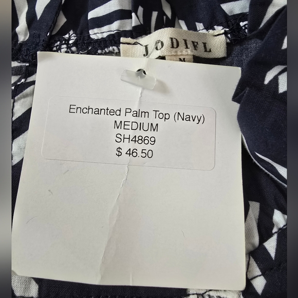 New JODIFL enchanted palm top in navy blue size M womens cotton - Picture 8 of 9